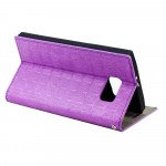 Wholesale Samsung Galaxy S6 Edge Slim Check Magnetic Flip Leather Wallet Case (Purple)